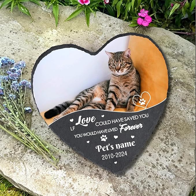 Personalized Cat Memorial Stone, Customized Pet Memorial Gifts for Loss of Dog Cat, If Love Could Have Saved You, Custom Pet Memory Stone for Cat, Pets Cemetery Decorations for Grave