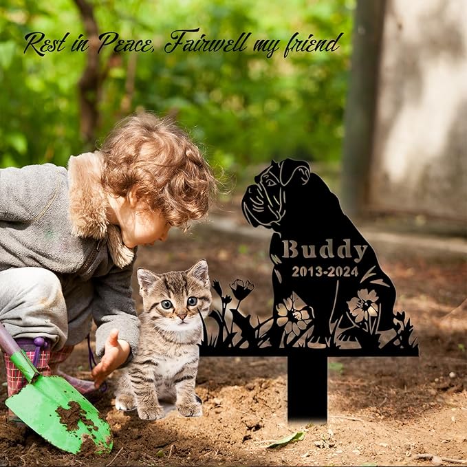 Custom Dog Grave Markers Outdoor, Personalized Pet Grave Marker Stake Dog Memorial, Outdoor Weatherproof Pet Cemetery Sign, Personalized Dog Memorial Gifts for Loss of Dog