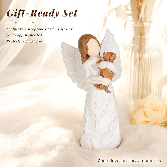 Dog Angel Figurines,Pet Memorial Gifts for Dogs,Pet Memorial Sympathy Gift,Dog Mom Gifts for Women
