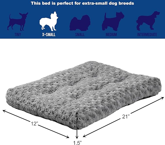 MidWest Homes for Pets XS QuietTime Deluxe Gray Ombre Swirl Plush Pet Bed, Machine Washable, Non-Skid Bottom, Soft Crate Mat for 22-inch Crates