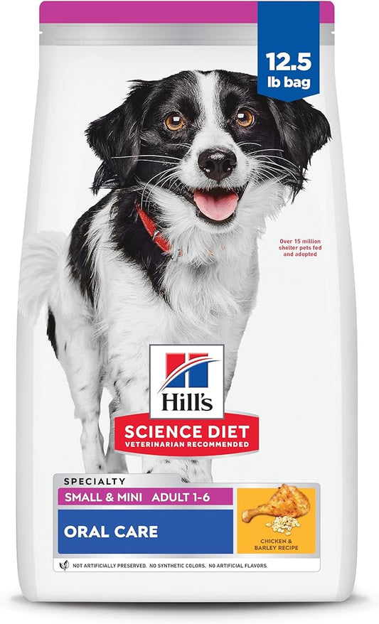 Hill's Science Diet Adult 1-6 Oral Care Small & Mini Dry Dog Food, Chicken & Barley, 12.5 lb. Bag