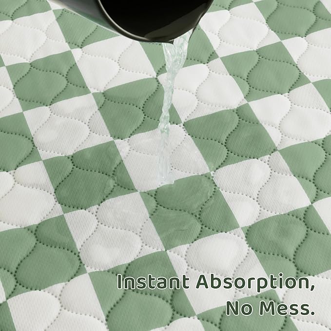 Ralxion 2 Pack Sage Green Checkered Washable Pee Pads for Dogs, Checkered Reusable Dog Pee Pads, for Puppy Playpen, Crate, Whelping Box, Potty Training, Cute Aesthetic Absorbency, Leak-Proof Non-Slip