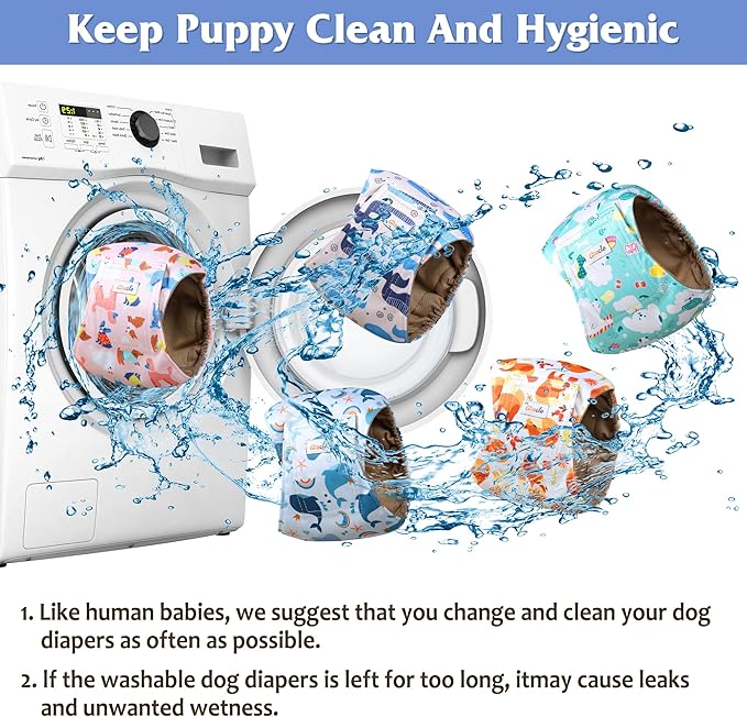 5 Pack Dog Diapers Male Reusable, Premium Belly Bands for Dogs, High Absorbing Male Dog Pee Wraps for Doggie in Incontinence or Excitable Urination,Squirrel L