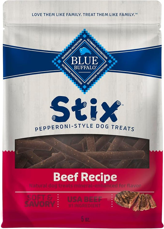 Blue Buffalo Stix Natural Soft Moist Dog Treats Beef Recipe Bag