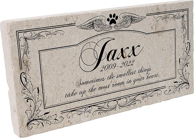 Personalized Pet Memorial Stone, 6x12 Custom Limestone Pet Grave Markers as Keepsake or Pet Remembrance, Thoughtful Pet Loss Gifts for Bereaved Pet Owners, Personalized Memorial Gifts (Jaxx)