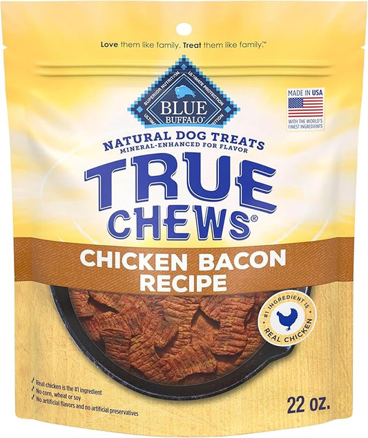 Blue Buffalo True Chews Dog Treats, Made in the USA with Natural Ingredients, Chicken Bacon Recipe, 22-oz Bag