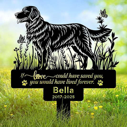 Custom Golden Retriever Memorial Stake with Name & Date, Personalized Pet Metal Memorial Garden Stakes, Pet Golden Retriever Stake Dog Loss Sign Dog Garden Memorial Sign Pet Grave Markers