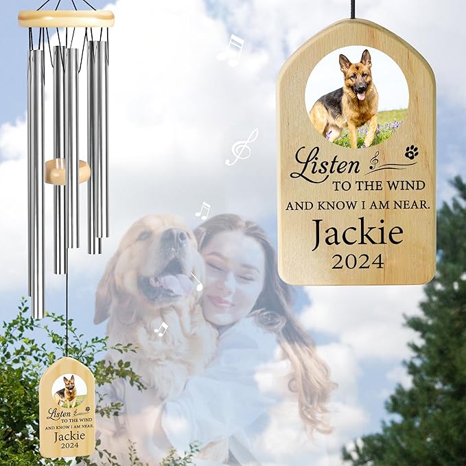Pet Memorial Wind Chime, Pet Loss Gifts, Pet Memorial Gifts for Dogs, Dog Memorial Gifts for Loss of Dog, Loss of Dog Sympathy Gift, Dog Remembrance Gift, in Memory of Dog Cat - I Am Near