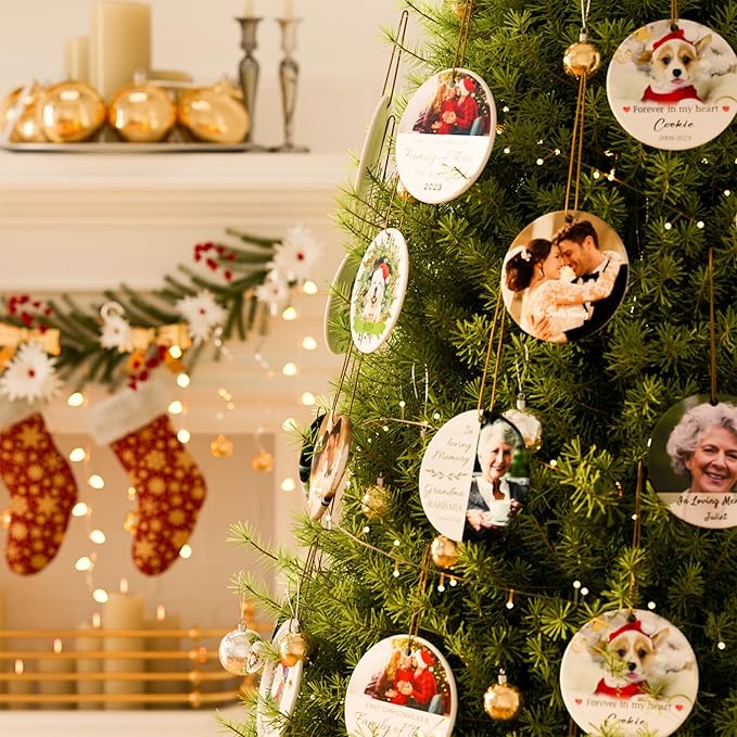 Bemaystar Personalized Dog Memorial Christmas Ornaments - Ceramic Pet Memorial Gifts Christmas Tree Ornaments in Memory of Pet Sympathy Gifts
