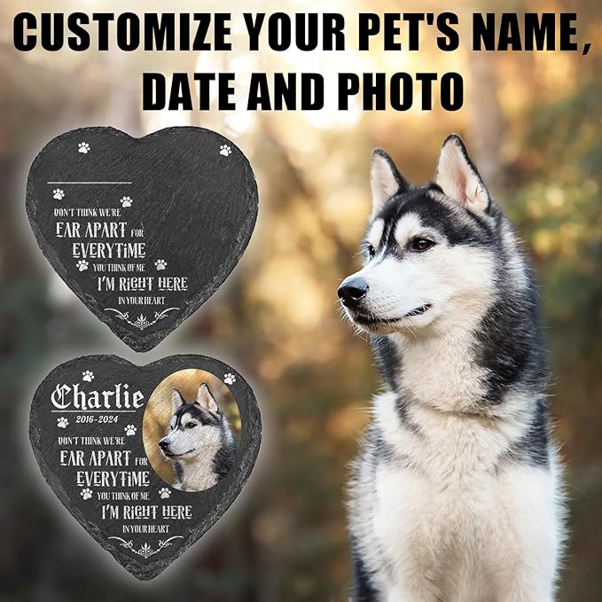 Dog Memorial Gifts for Loss of Dog, Personalized Dog Memorial Stone Plaque with Photo Name, Custom Dog Pet Grave Headstone, Loss of Dog Sympathy Gift for Dog Cat Lovers