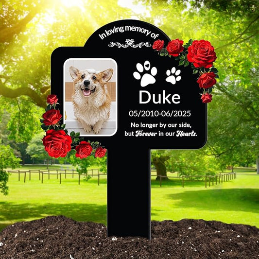 Custom Pet Grave Markers Dog Outdoor, Personalized Pet Grave Marker with Name and Date, Weatherproof Dog Headstone for Graves Outdoor Garden Yard, Pet Tombstones Sympathy Gift for Pet Loss