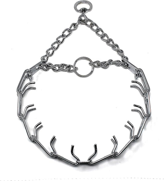 Herm Sprenger Prong Dog Training Collar, 22in x 3.0mm (Neck Size up to 18in) Medium, Ultra-Plus Chrome Plated Steel Pet Pinch Anti Pull Collar for Dogs Made in Germany