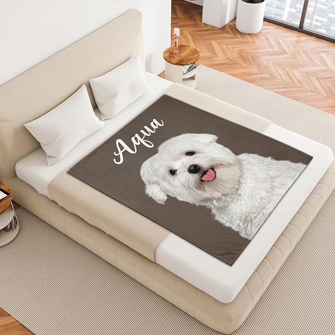 Pet Memorial Blanket Gift - Personalized Dog Memorial Blanket with Photo Name, Pet Sympathy Gifts for Dogs Lovers, Custom Loss of Dog Grief Blankets, Pets Remembrance Bereavement Gifts (1 Photo)