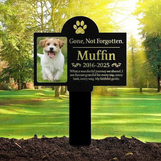 Custom Dog Grave Markers Outdoor, Personalized Pet Grave Marker Dog Memorial with Photo and Name, Outdoor Weatherproof Pet Cemetery Sign, Personalized Dog Memorial Gifts for Loss of Dog