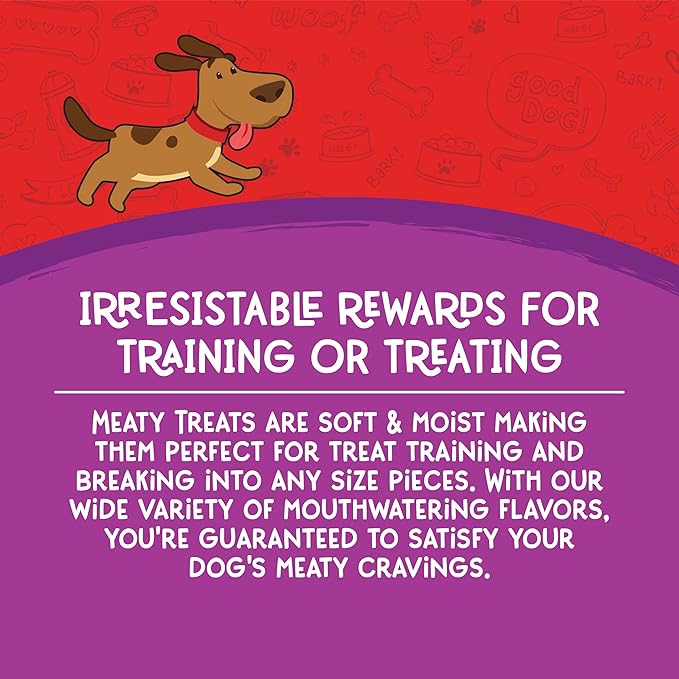 Meaty Treats Mini Dogs Beef & Cheese Flavor Soft & Chewy Dog Treats, 3-oz. (Pack of 16)