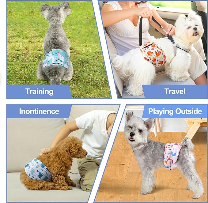 5 Pack Dog Diapers Male Reusable, Premium Belly Bands for Dogs, High Absorbing Male Dog Pee Wraps for Doggie in Incontinence or Excitable Urination,Squirrel M