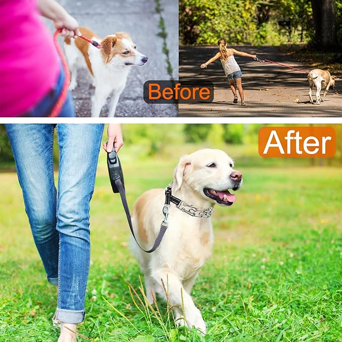 Adjustable Dog Collar with Comfortable Rubber Tip for Small Medium Large Dogs (Large, Black)