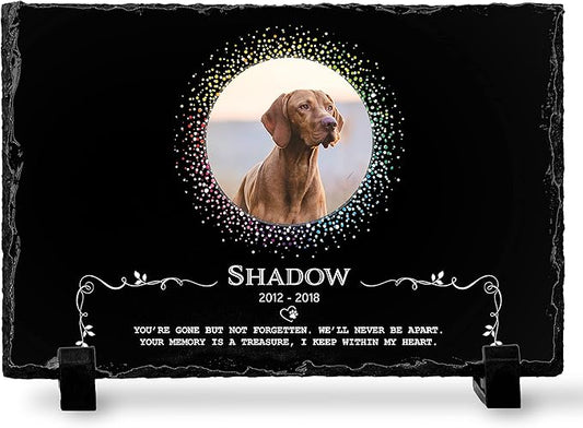 Pet Memorial Stone with Photo - 8"x12" - 6 Designs - Pet Grave Marker - Pet Headstone | Dog Memorial Stone - Garden Memorial Stones - Personalized Memorial | Waterproof - Outdoor & Indoor #6