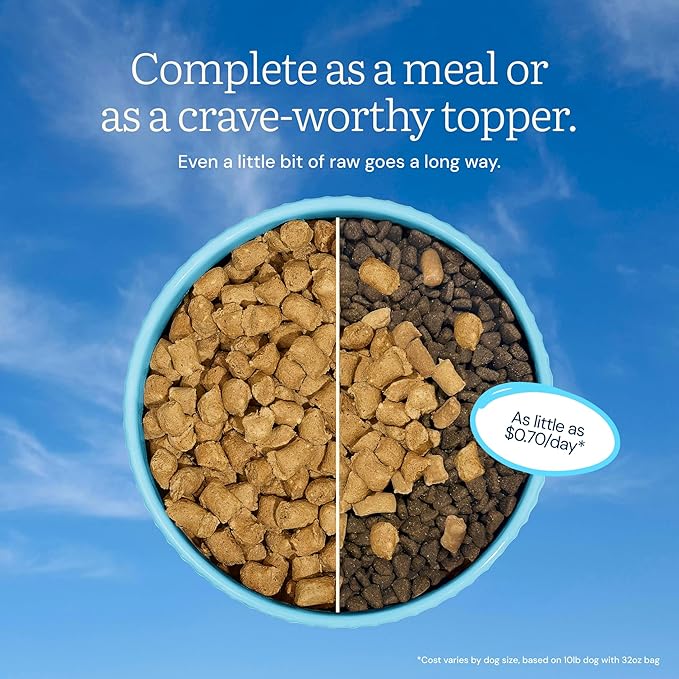 Get Joy Freeze Dried Raw Chicken Dog Food, High Protein Grain Free Meal, Topper & Treat, Gut Health Support with Probiotics, Small to Large Breed, 16oz Bag