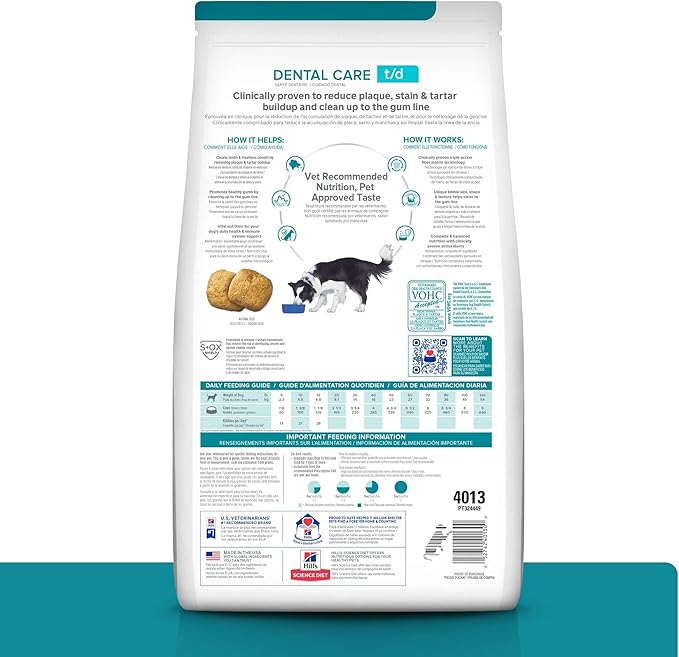 Hill's Prescription Diet t/d Dental Care Dry Dog Food, Chicken, 25 lb. Bag