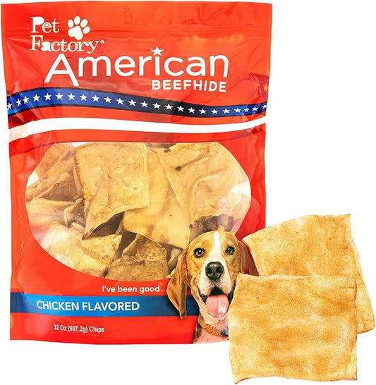 Pet Factory American Beefhide Chips Dog Chew Treats - Chicken Flavor, 32 oz