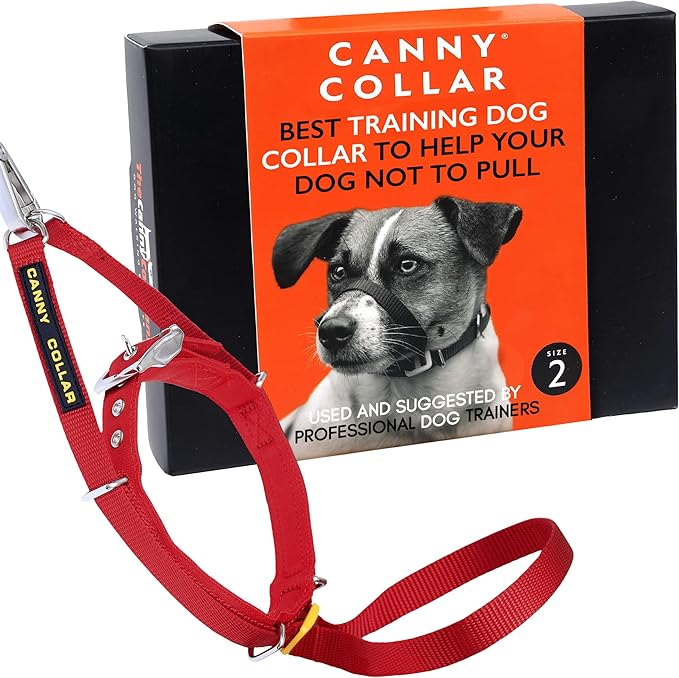 Canny Collar No-Pull Dog Head Collar | Train Your Dog to Stop Pulling & Walk On a Loose Leash | Gentle, Safe, Comfortable Training Aid | Small Dogs | Red, Size 2