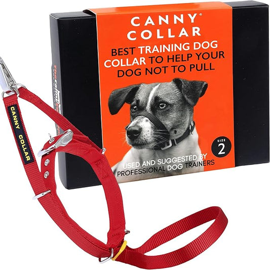 Canny Collar No-Pull Dog Head Collar | Train Your Dog to Stop Pulling & Walk On a Loose Leash | Gentle, Safe, Comfortable Training Aid | Small Dogs | Red, Size 2