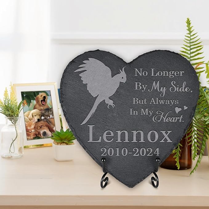 Parrot Memorial Stone Parrot Headstone - Memorial for Parrot - Loss of Parrot - Parrot Keepsake - Pet Remembrance Parrot - in Memory of Parrot (Heart-Shaped)