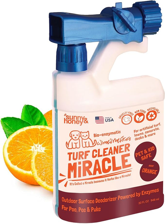 Sunny & Honey Outdoor Turf Cleaner - Pet Urine Enzyme Cleaner - Dog Urine Neutralizer for Grass - Long-Lasting Orange Scent & Yard Sprayer Ready (32 fl oz)