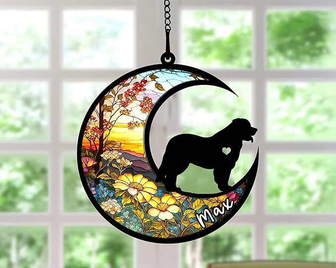 Personalized Dog Memorial, Custom Name Leonberger Dog Christmas Ornament with Name, Custom Breeds, Pet Loss Light Catcher, Gifts for Lovers Loss of Pet Sympathy on Mothers Day Christmas