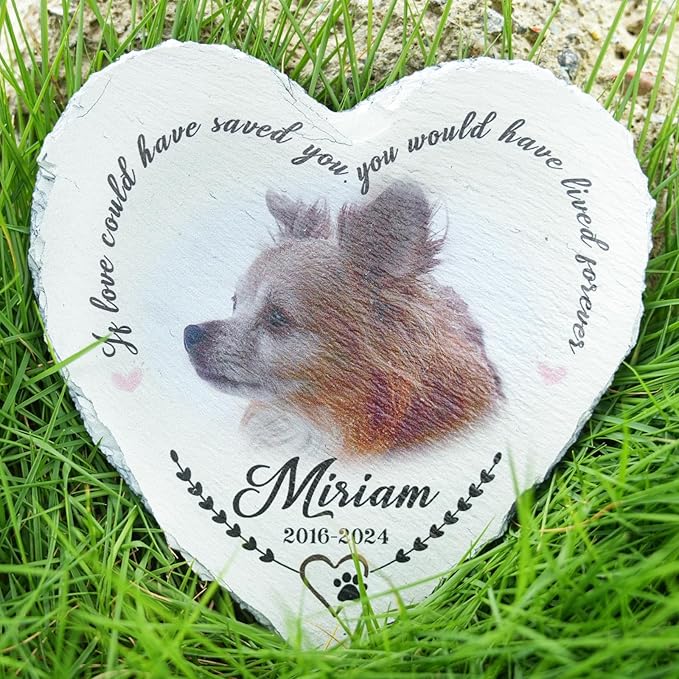 Dog Memorial Gifts for Loss of Dog, Personalized Dog Memorial Stone Plaque with Photo Name, Custom Dog Pet Grave Headstone, Loss of Dog Sympathy Gift for Dog Cat Lovers