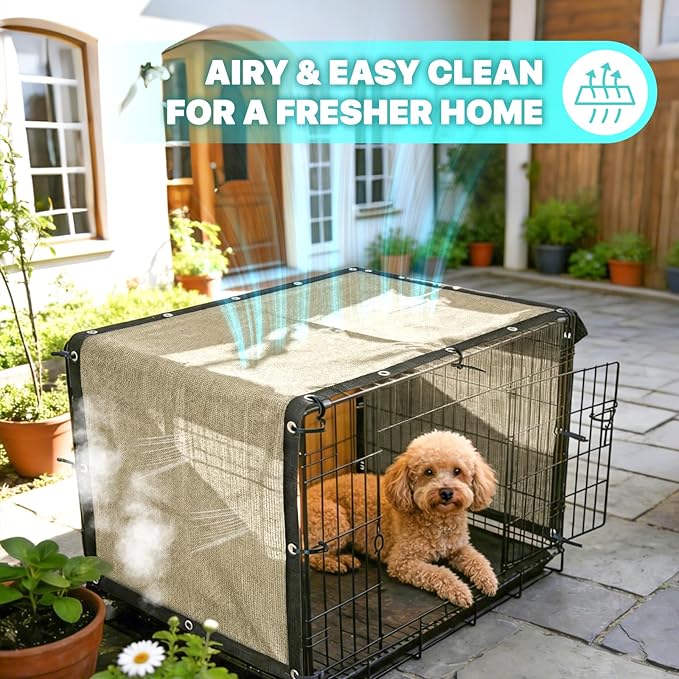 Royal Shade 9' x 23' Beige Custom Size 90% Shade Cloth Dog Kennel Shade Mesh Tarp Sunblock with Grommets for Dog Kennel Cover, Fence Privacy Screen, Greenhouse, Chicken Coop & Pet Playpen.