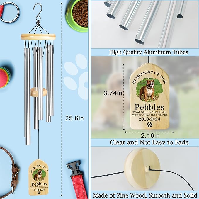 Pet Memorial Gifts for Dogs - Pet Memorial Wind Chime - Dog Memorial Gifts for Loss of Dog - Loss of Dog Sympathy Gift, Dog Remembrance Gift, in Memory of Dog Cat - Have Lived Forever