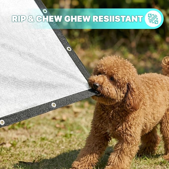 Royal Shade 3' x 5' White Custom Size 90% Shade Cloth Dog Kennel Shade Mesh Tarp Sunblock with Grommets for Dog Kennel Cover, Fence Privacy Screen, Greenhouse, Chicken Coop & Pet Playpen.