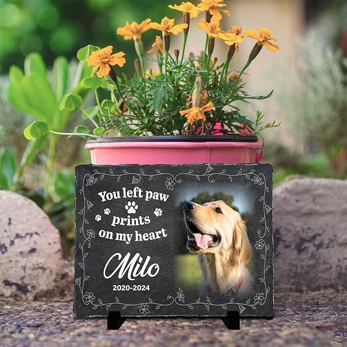 Personalized Memory Stone for Pets Dog Plaques Memorial for Cat | Pet Plaque Memorial Dog Gifts with Photo | Pet Loss Plaque Personalized Gifts for Dogs | Best Keepsakes for Furry Friends