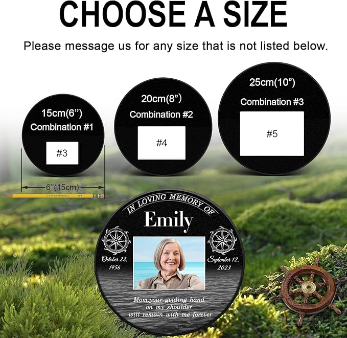 ADFSTONE Grave Markers for Cemetery for Humans- Flat Headstones for Graves, Granite Memorial Plaques Personalized, Head Stones Monuments for People, Picture Memory Plaques for Loved Ones Lost