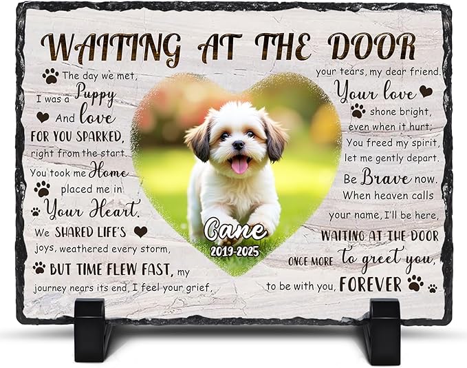 Ship Next Day, Customized Pet Memorial Stones for Dogs Cats Memorial Gifts for Loss of Dog Death Sympathy Gift with Photo Picture Name Date Personalized Pet Frame