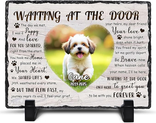 Ship Next Day, Customized Pet Memorial Stones for Dogs Cats Memorial Gifts for Loss of Dog Death Sympathy Gift with Photo Picture Name Date Personalized Pet Frame