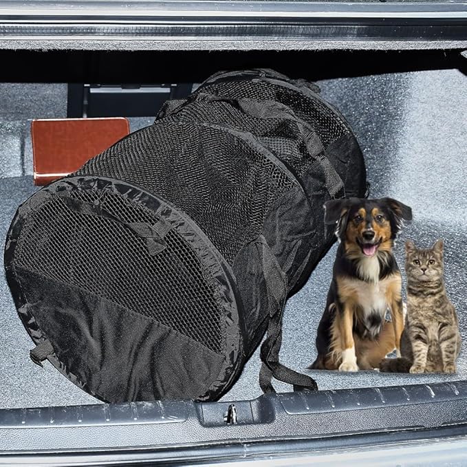 Puppy Dog Crate for Car Travel, Car Seat Portable Kennel for Small Dogs Cat, 23 Inchs Small Pet Crate, Foldable Pet Cage Carrier, Lightweight Sturdy Oxford Breathable Mesh Easy Install (Black)