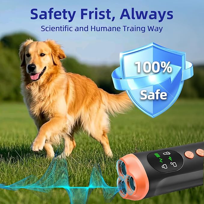 Ultrasonic Dog Bark Deterrent Device: Rechargeable Anti Barking Device for Dogs with 3 Modes - Up to 35FT Range Safe Humane Training Tool - Small Medium Large Dogs Indoor Outdoor Use