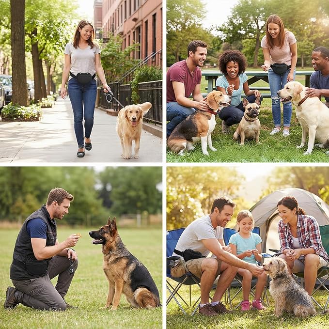 Dog Treat Pouches for Pet Training - Magnetic Auto-Close Dog Training Treat Pouch with Belt & Clicker, Portable Hands-Free Pet Treat Bag for Walking, Easy to Clean & Avoid Spills