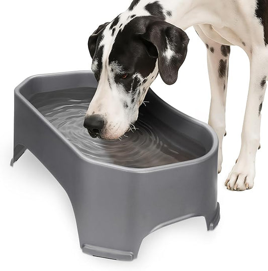 Neater Pet Brands Extra Large Water Bowl for Dogs, Outdoor Dog Water Bowl (2.25 Gallon XL Capacity), Big Trough Style Food Dish for Indoors or Outside, No Spill Large Dog Bowls, Gunmetal Grey