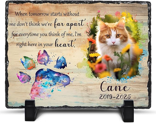 Ship Next Day, Customized Pet Memorial Stones for Dogs Cats Memorial Gifts for Loss of Dog Death Sympathy Gift with Photo Picture Name Date Personalized Pet Frame