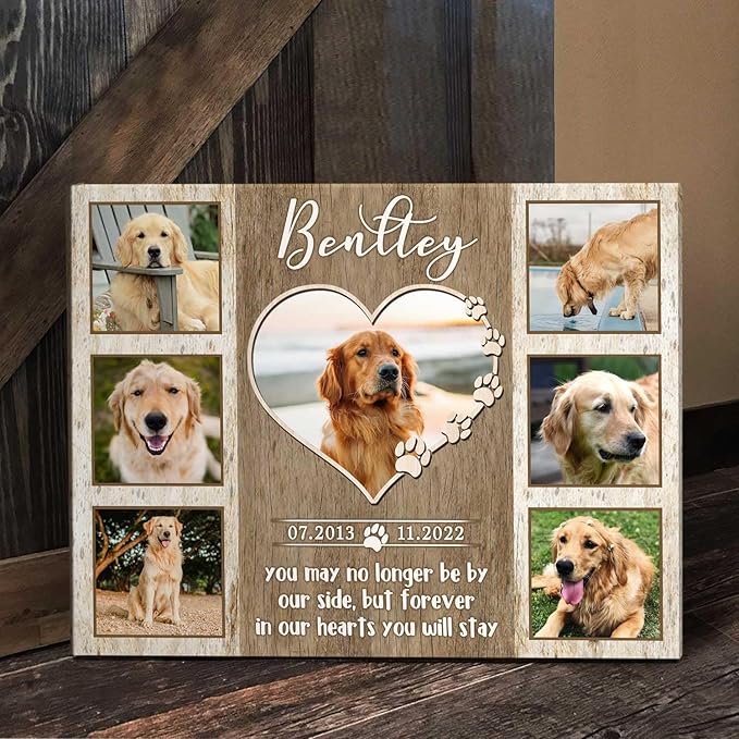 Benicee Shop Custom Pet Memorial Photo Collage Canvas, Gifts With Your Pet Picture, In Memory Of Pets, Dog Memorial Photo Collage Canvas, Dog Loss Gifts