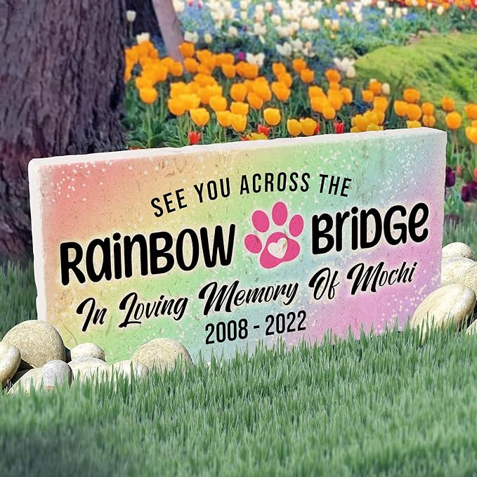 Personalized Pet Memorial Stone, 6x12 Custom Limestone Pet Grave Markers as Keepsake or Pet Remembrance, Thoughtful Pet Loss Gifts for Bereaved Pet Owners, Personalized Memorial Gifts (Mochi)