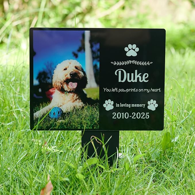 Personalized Dog Memorial Plaque – Custom Acrylic Pet Grave Marker for Outdoor Cemetery, Garden or Yard – Weatherproof Pet Loss Memorial Gift with UV Print (02)