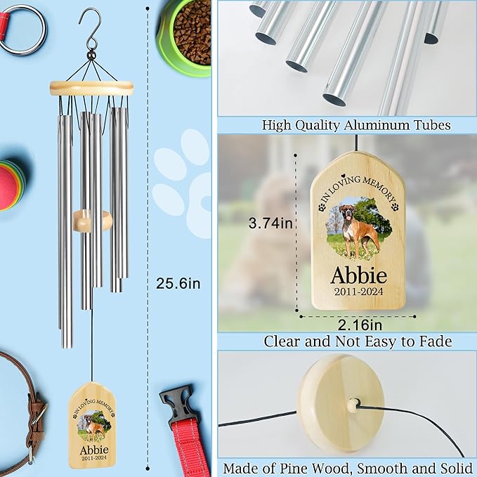 Dog Memorial Gifts for Loss of Dog, Pet Memorial Wind Chime, Pet Memorial Gifts, Pet Loss Gifts, Loss of Dog Sympathy Gift, Dog Remembrance Gift, in Memory of Dog Cat - Loving Memory