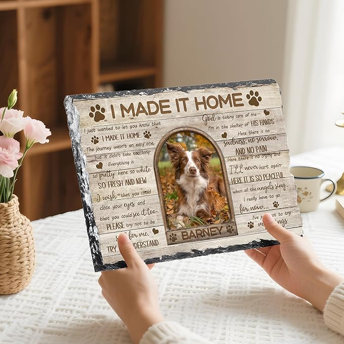 Personalized Dog Memorial Gifts for Loss of Dog, Custom Pet Memorial Stone with Photo Name, Pet Headstones for Dogs, Bereavement Sympathy Gifts for Dog Cat Lover
