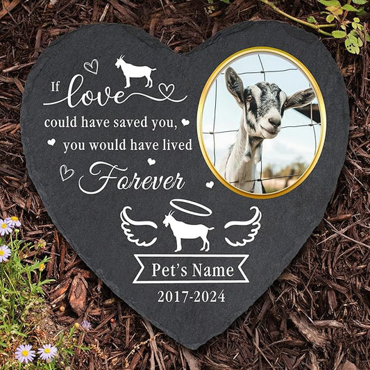 Personalized Pet Photo Memorial Stone for Goat, Custom Goat Sympathy Gifts for Loss of Goat, Personalized Pets Goat Gravestone, Sheep Tombstone Garden Memorial Plaque