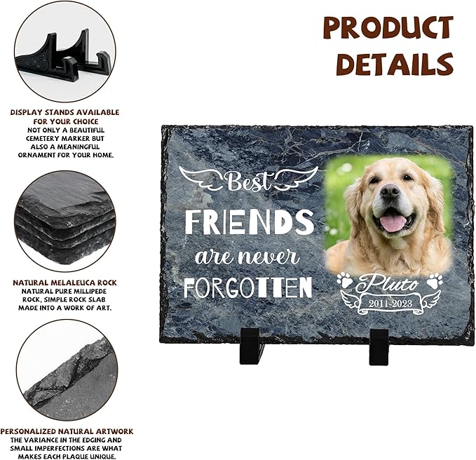 Pet Memorial Stones for Dogs, Memorial Gifts for Loss of Loved Pets, Dog Bereavement Gifts Grave Markers, Dog Memory Stone Pet Loss Sympathy Gift, Cemetery Decorations for Grave